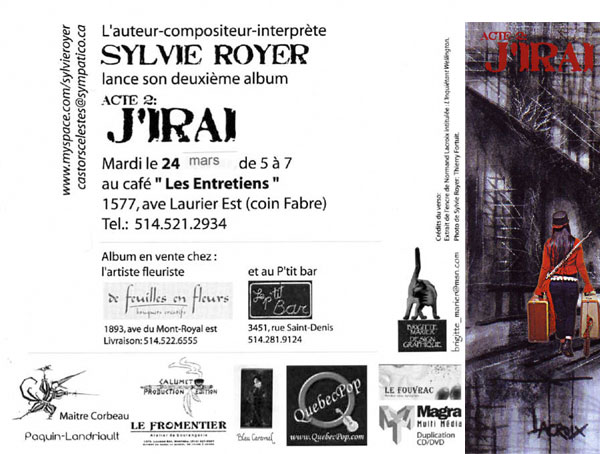 SYLVIE ROYER :: LANCEMENT D'ALBUM :: J'IRAI